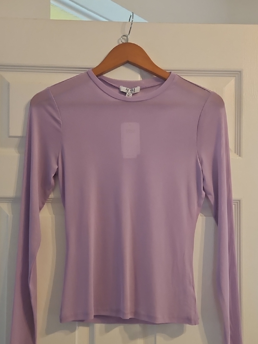 AFRM Lavender Long Sleeve Crewneck Tee, NWT, Size M